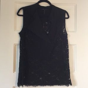 BCBG MAXAZRIA black lace button front blouse